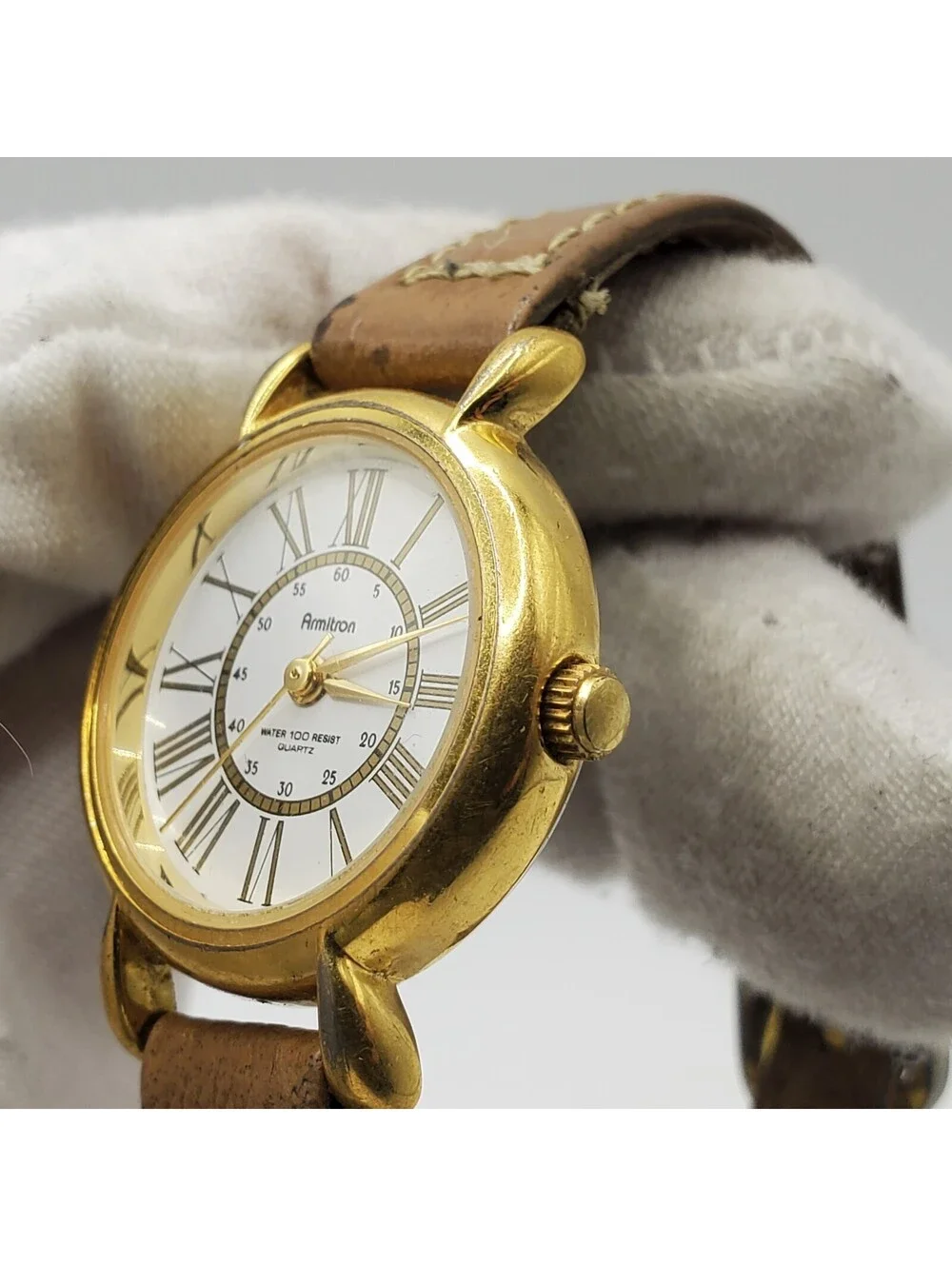 Vintage Armitron Womens Watch 24mm White Dial Roman Numerals New Battery